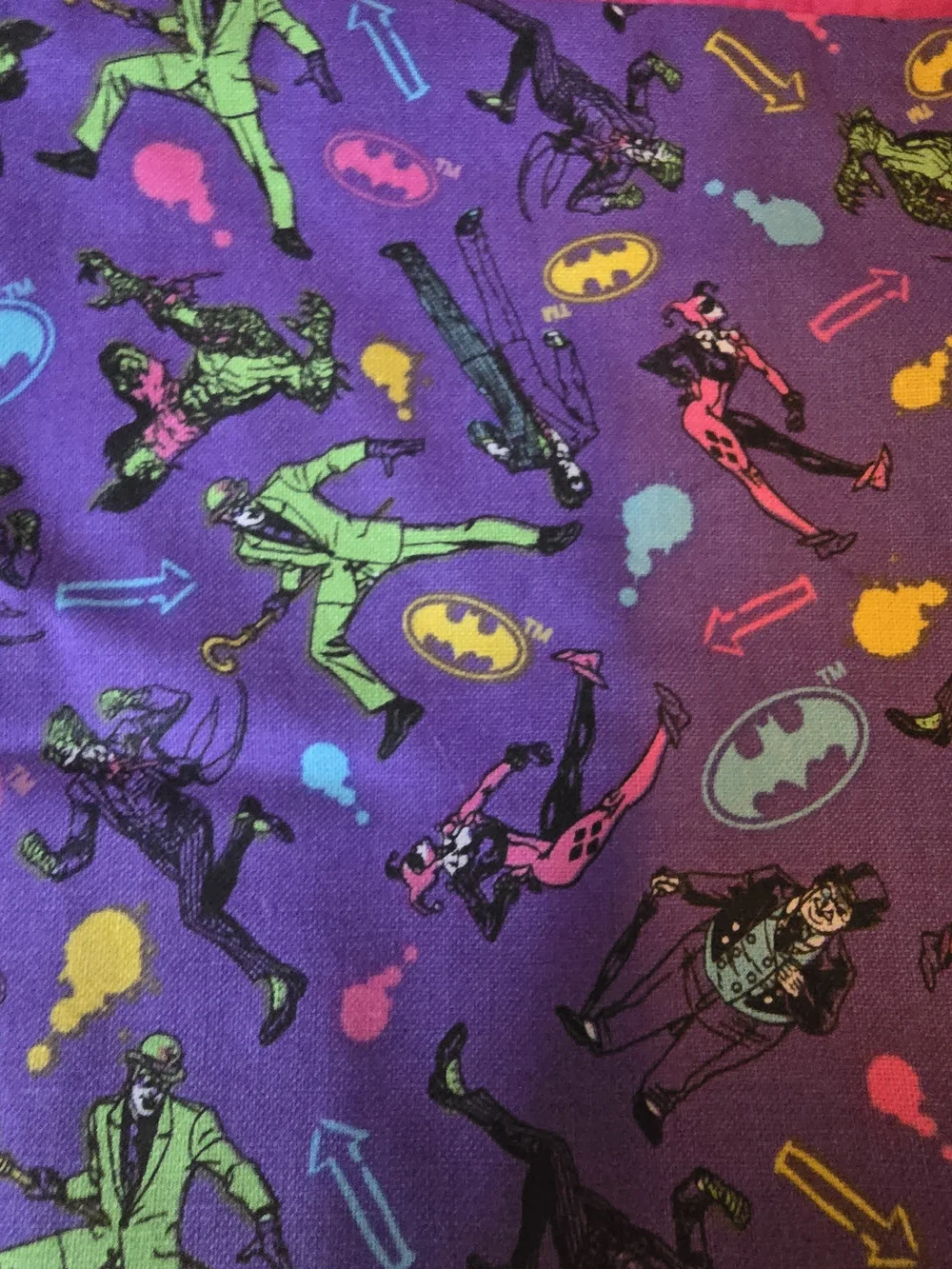 Rare Vintage DC Comics Purple Batman Villains Handmade Quilt Blanket 32x40 NWOT